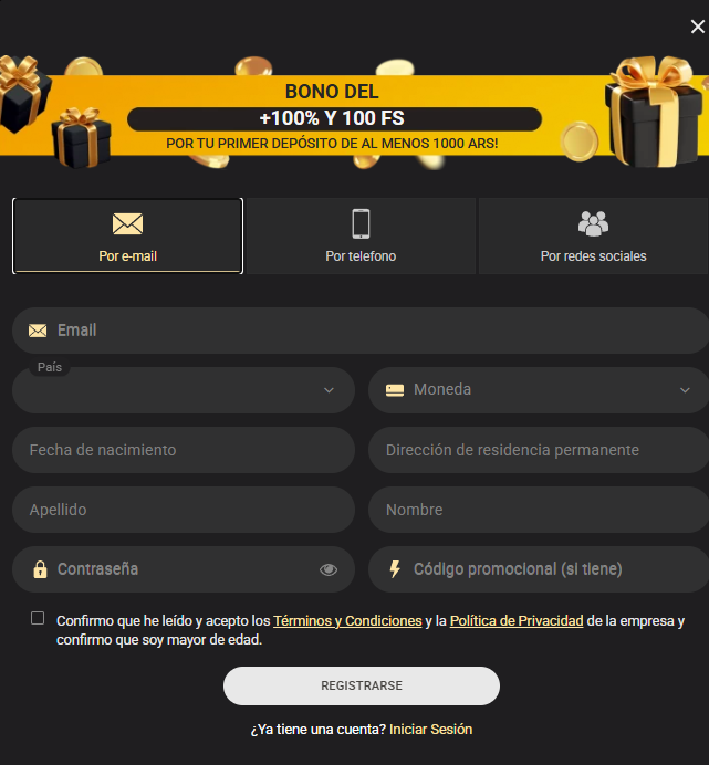 registro 1xslots